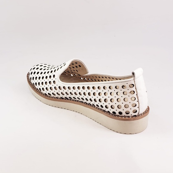 Norka Orthopedic Perforated Leather Flats in White - Picture 2 of 4